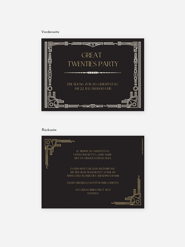 Einladung 30. Geburtstag Golden Twenties