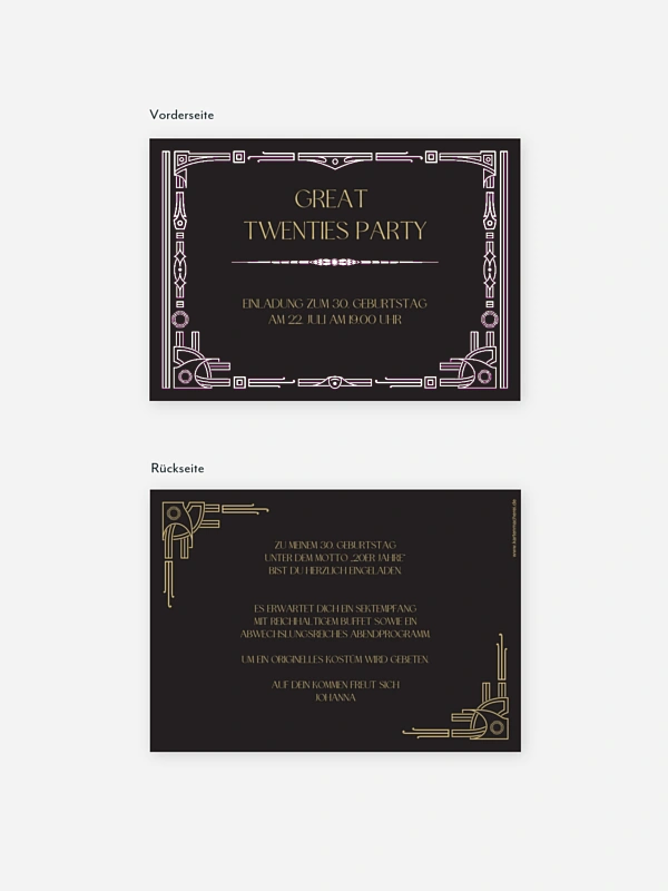 Einladung 30. Geburtstag Golden Twenties
