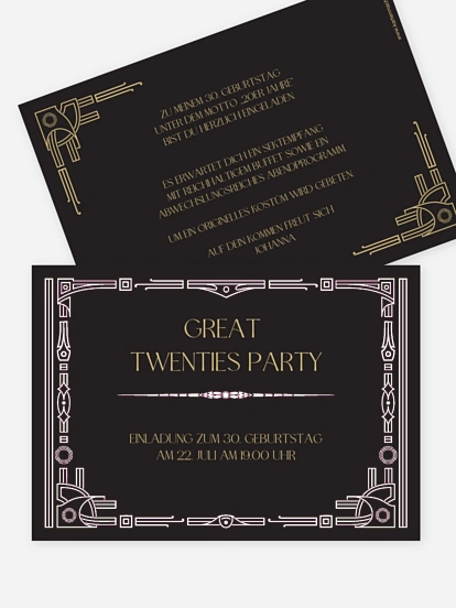 Einladung 30. Geburtstag Golden Twenties