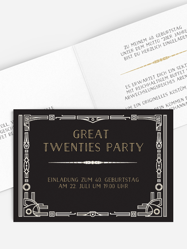 Einladung 40. Geburtstag Golden Twenties