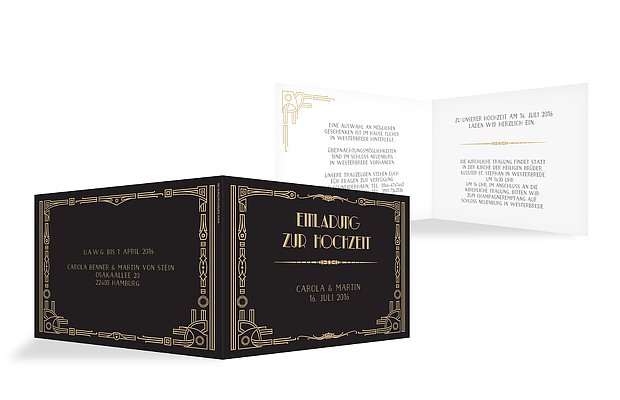 Hochzeitseinladung Golden Twenties
