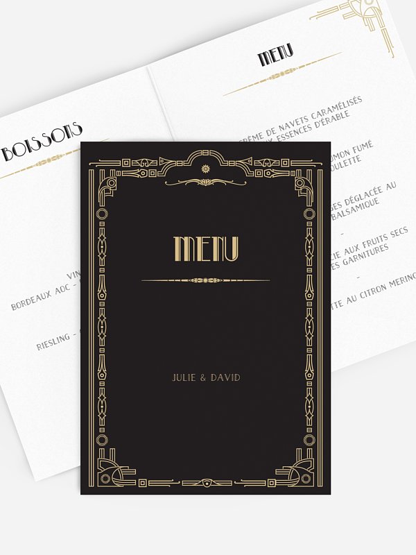 Menu mariage Années 1920
