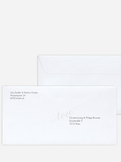 Bedruckter Briefumschlag Hochzeit Only Love