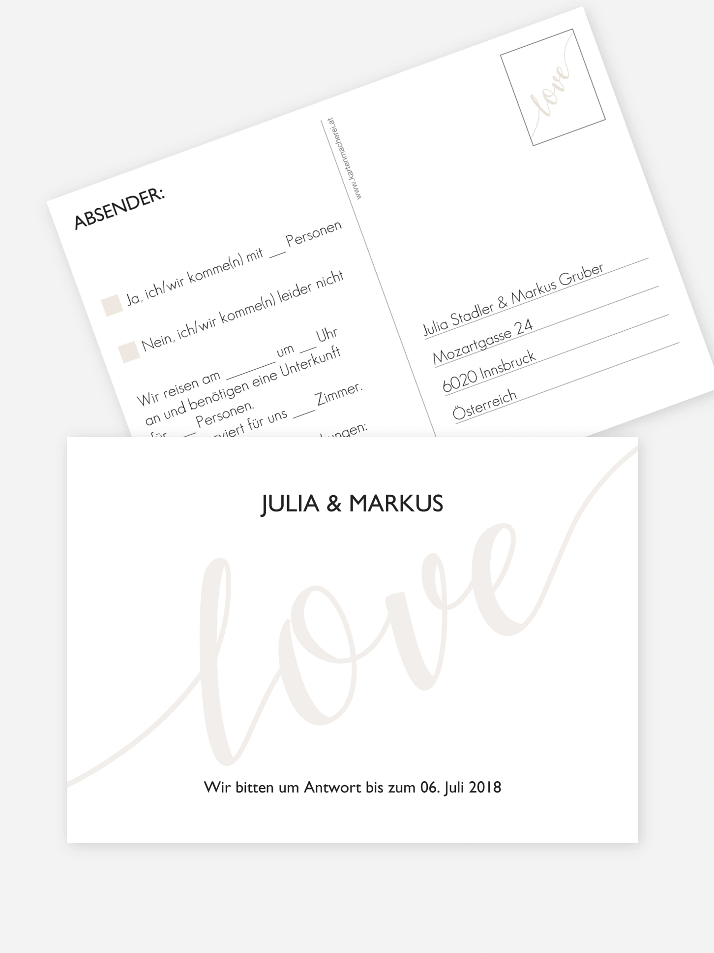 Antwortkarte Hochzeit Only Love