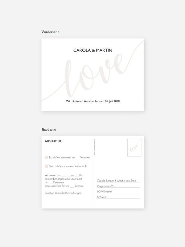Antwortkarte Hochzeit Only Love