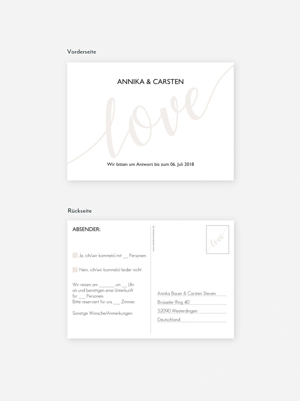 Antwortkarte Hochzeit Only Love