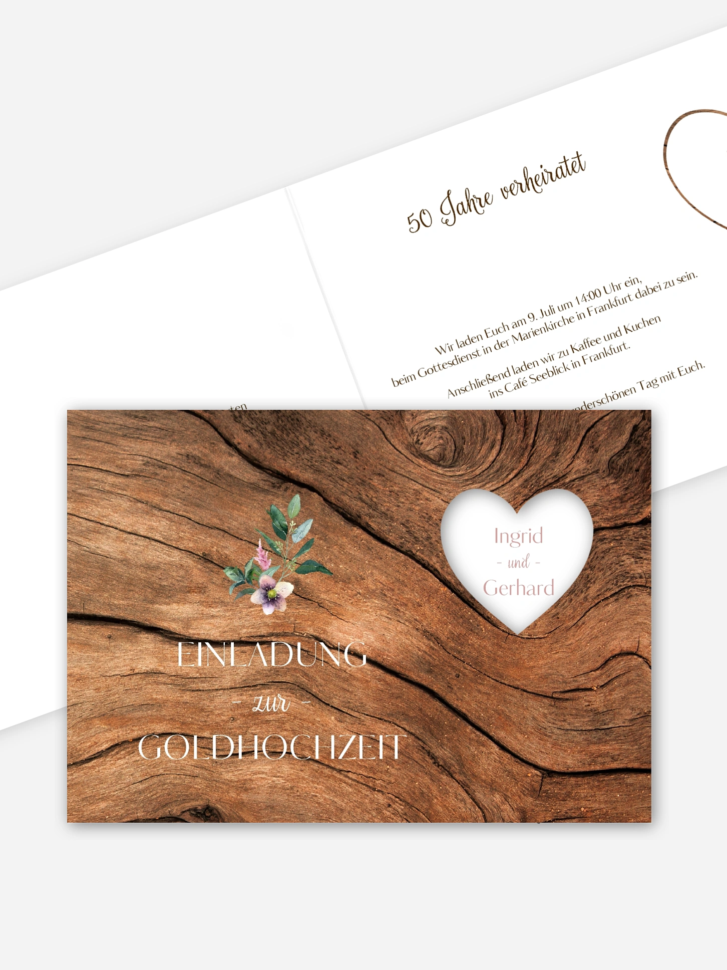Einladung zur Goldenen Hochzeit Rustic Bloom