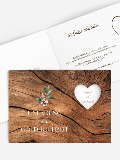 Einladung zur Goldenen Hochzeit Rustic Bloom