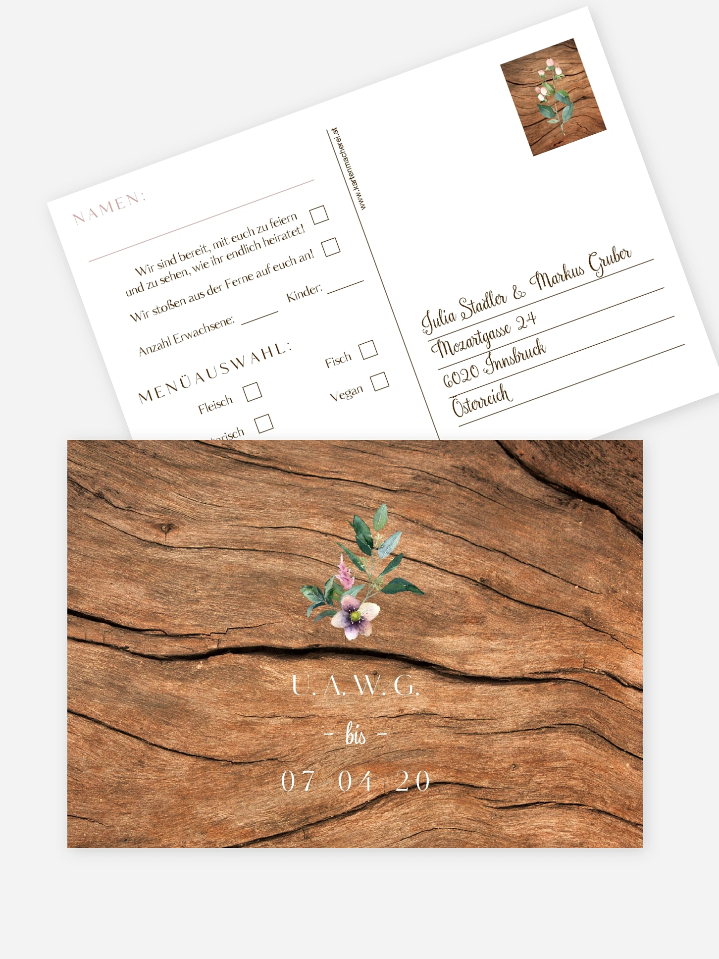 Antwortkarte Hochzeit Rustic Bloom