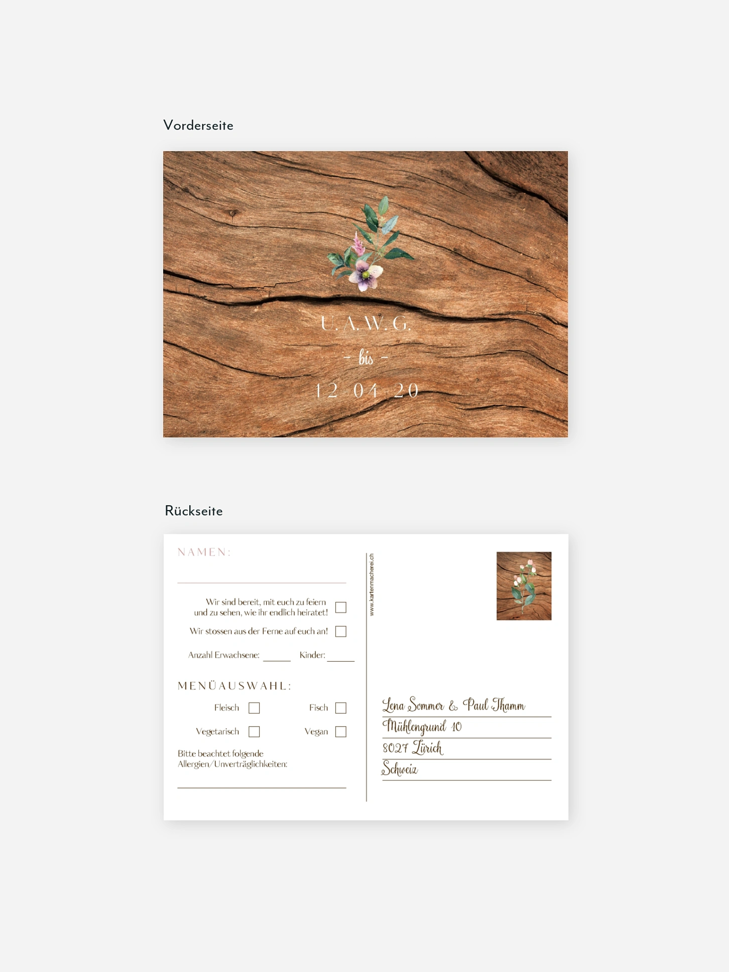 Antwortkarte Hochzeit Rustic Bloom