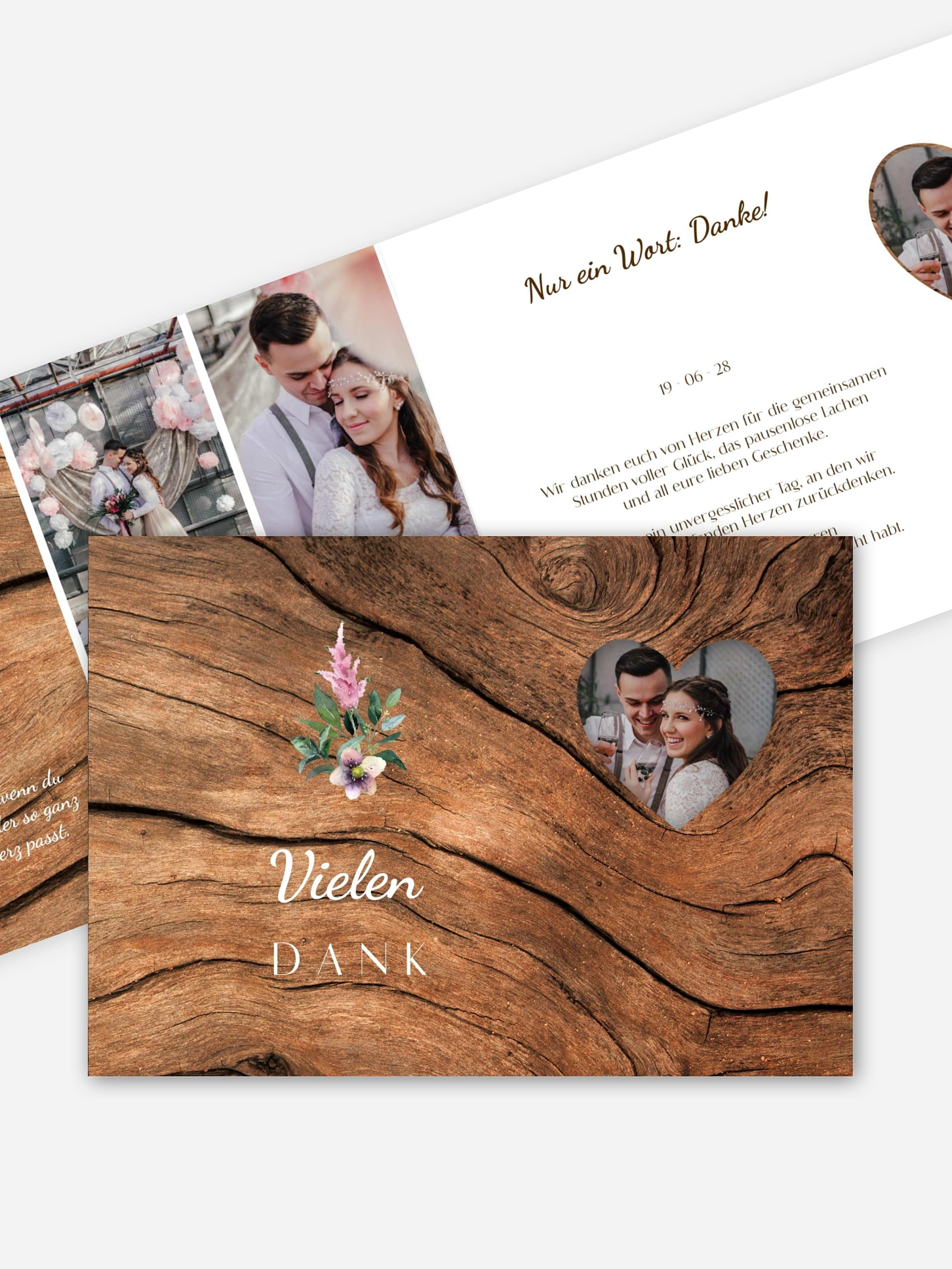 Dankeskarte Hochzeit Rustic Bloom