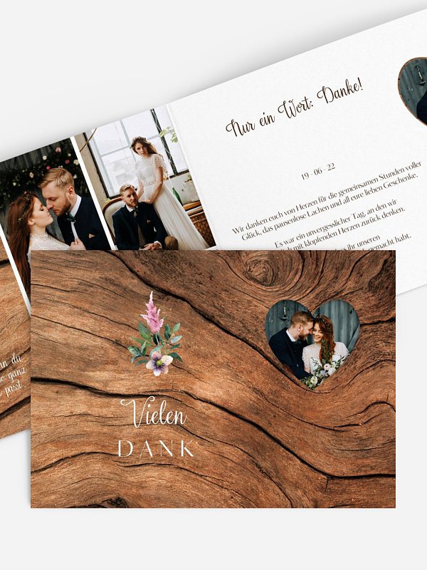 Dankeskarte Hochzeit Rustic Bloom (gestanzt)