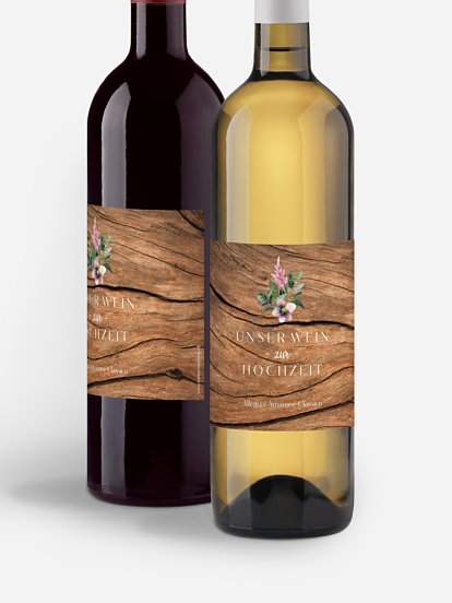Flaschenetikett Hochzeit Rustic Bloom
