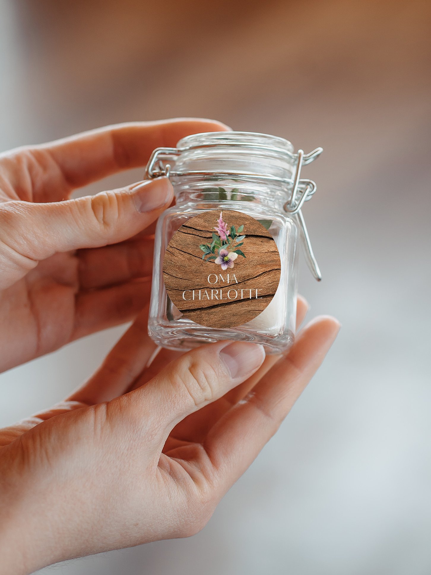 Geschenkaufkleber personalisiert Rustic Bloom