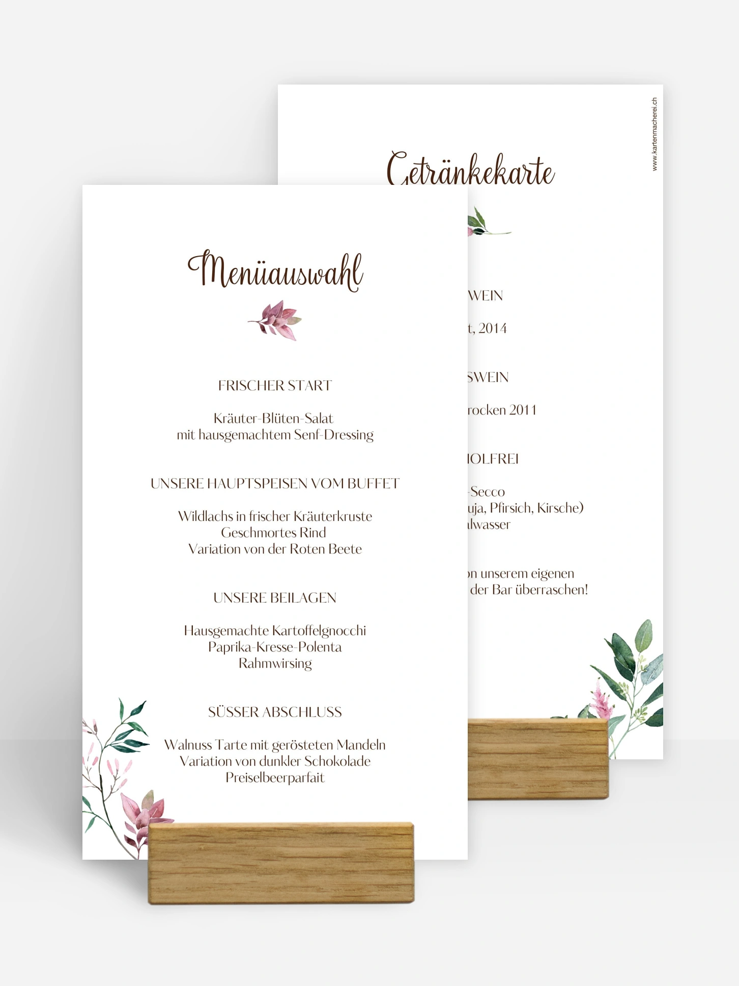 Menükarte Hochzeit Rustic Bloom