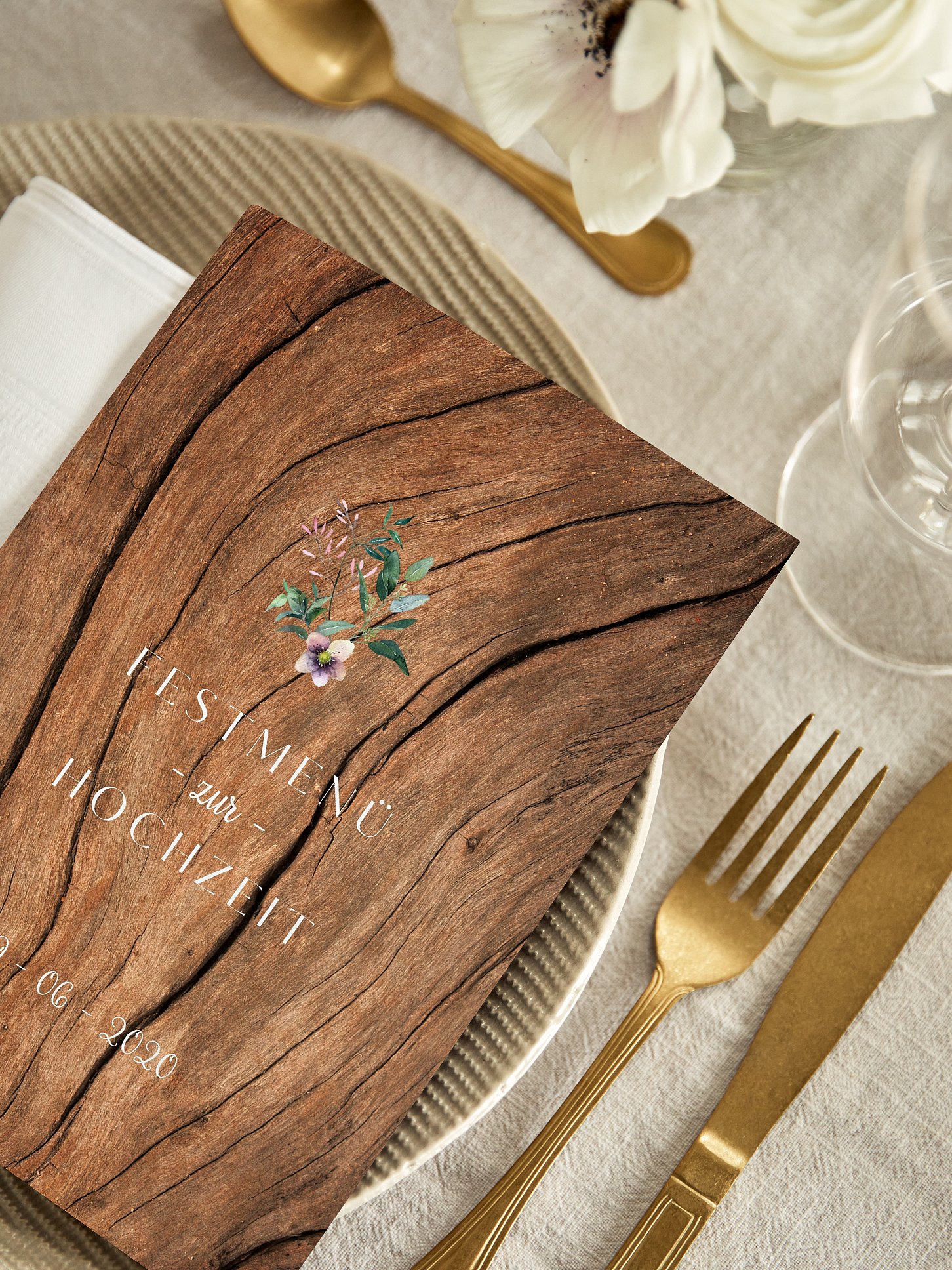 Menükarte Hochzeit Rustic Bloom