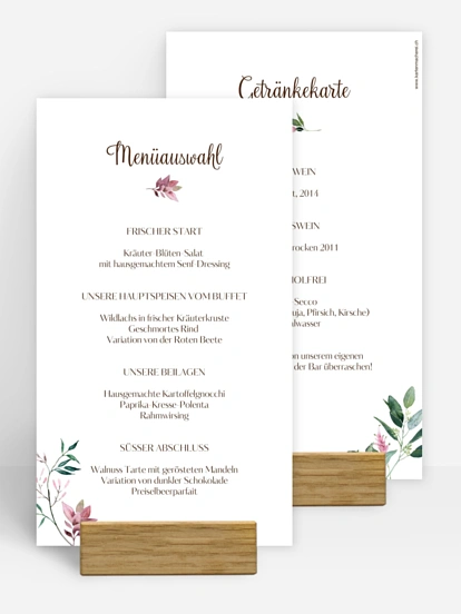 Menükarte Hochzeit Rustic Bloom