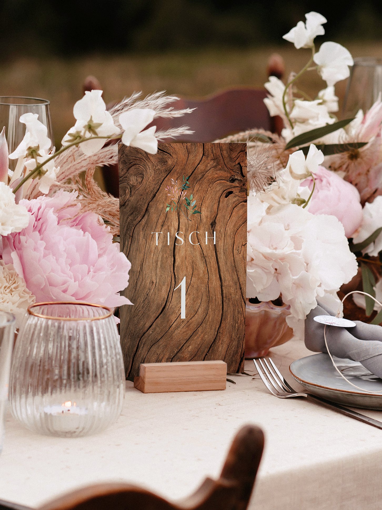 Tischnummer Rustic Bloom