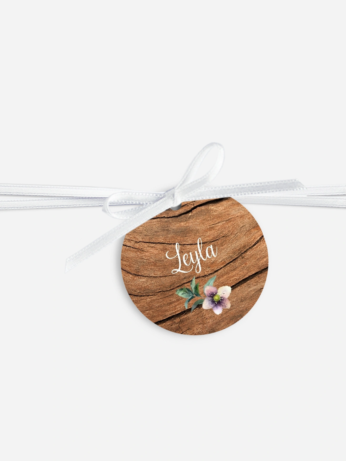 Anhänger mit Band zur Hochzeit personalisiert Rustic Bloom