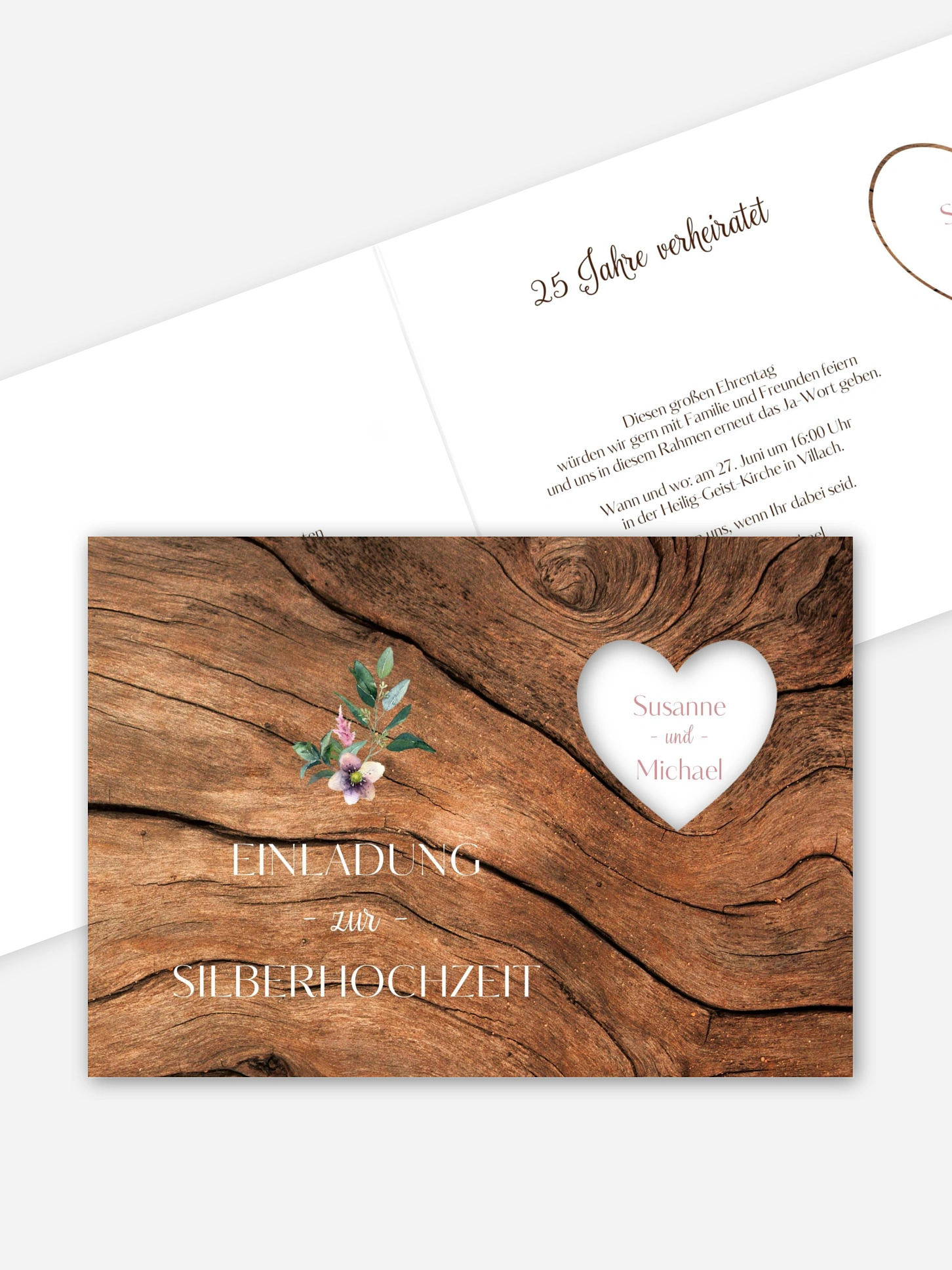 Einladung zur Silberhochzeit Rustic Bloom