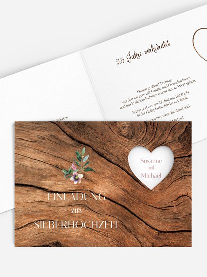 Einladung zur Silberhochzeit Rustic Bloom