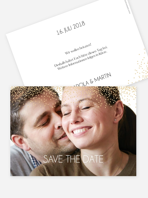 Save-the-Date Karte Glitterregen
