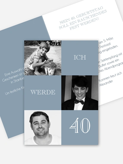 Einladung 40. Geburtstag Bildergeschichte