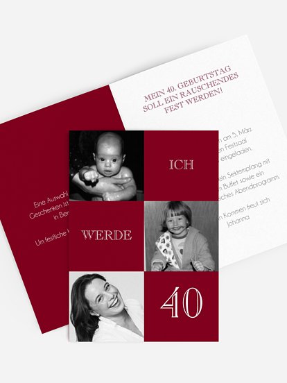 Einladung 40. Geburtstag Bildergeschichte