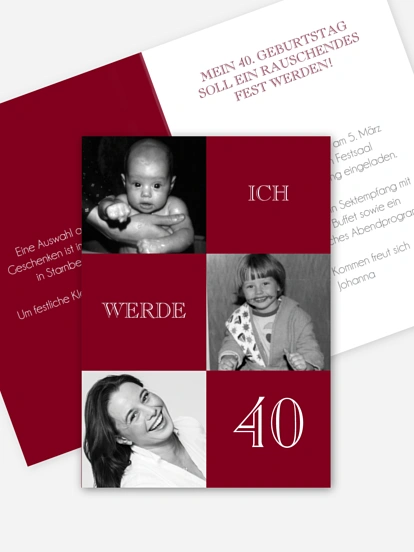 Einladung 40. Geburtstag Bildergeschichte