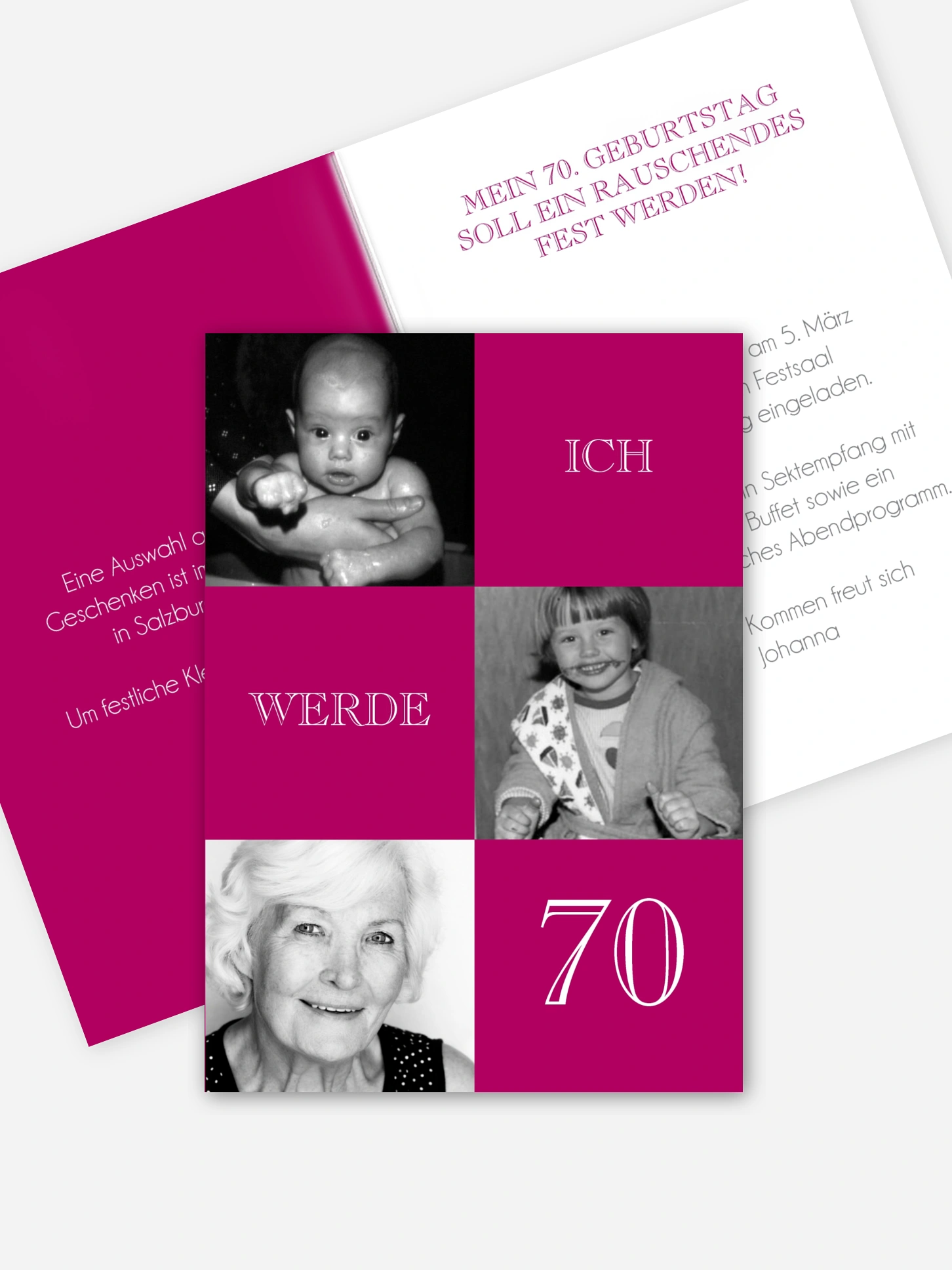 Einladung 70. Geburtstag Bildergeschichte
