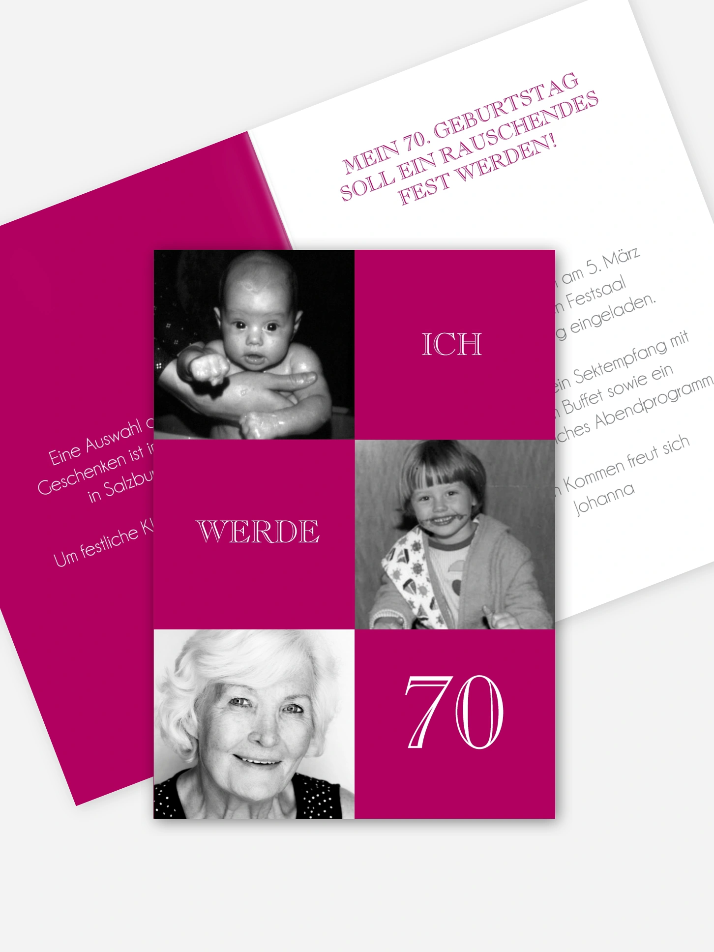 Einladung 70. Geburtstag Bildergeschichte