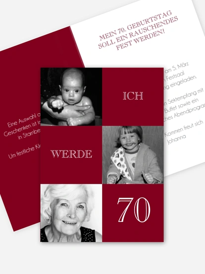 Einladung 70. Geburtstag Bildergeschichte