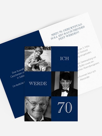 Einladung 70. Geburtstag Bildergeschichte