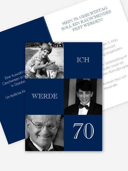 Einladung 70. Geburtstag Bildergeschichte
