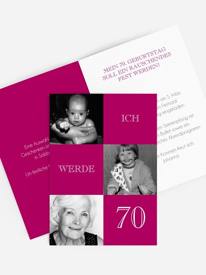 Einladung 70. Geburtstag Bildergeschichte
