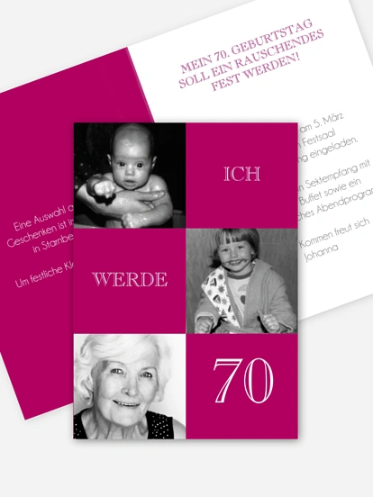 Einladung 70. Geburtstag Bildergeschichte