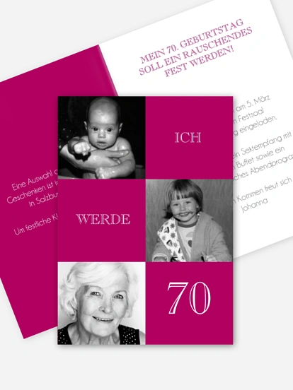 Einladung 70. Geburtstag Bildergeschichte