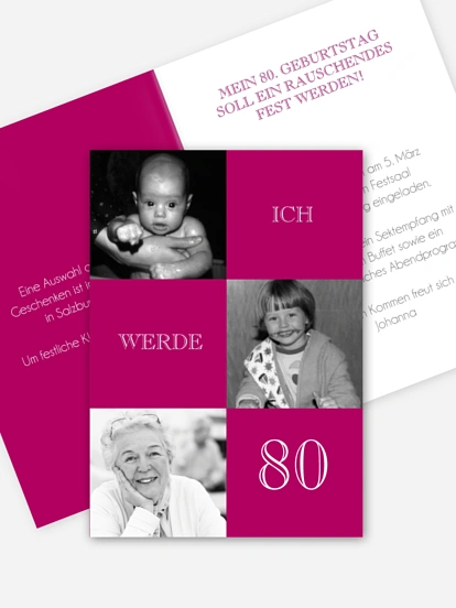 Einladung 80. Geburtstag Bildergeschichte