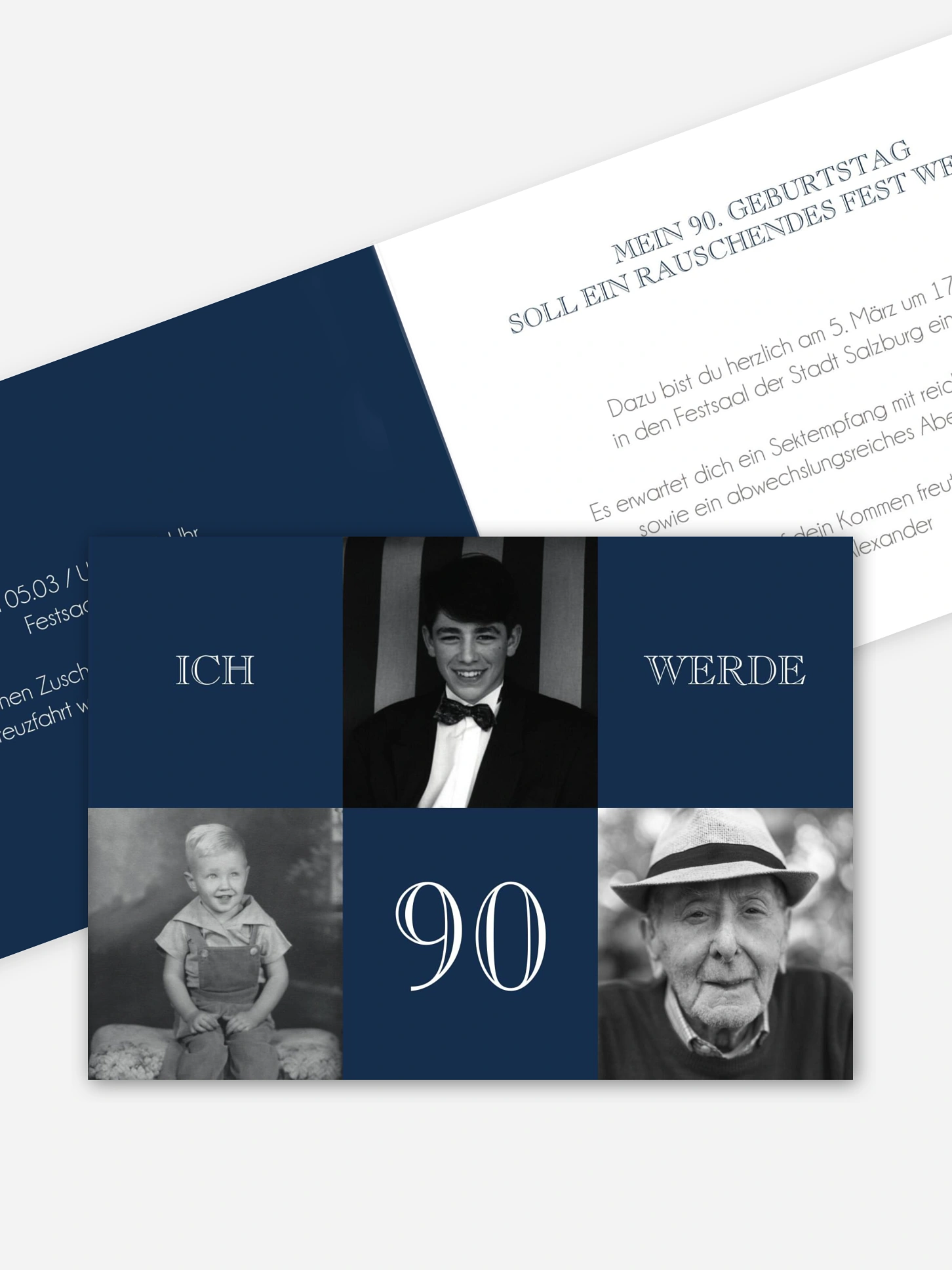 Einladung 90. Geburtstag Bildergeschichte