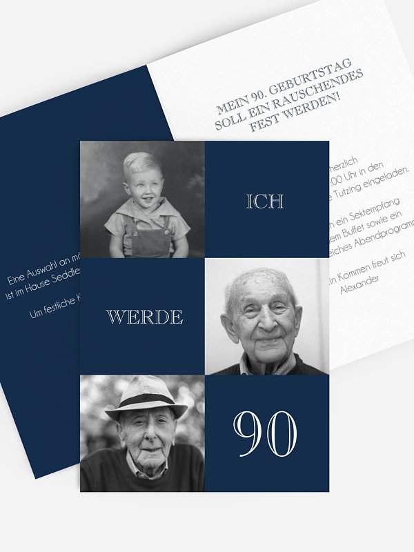 Einladung 90. Geburtstag Bildergeschichte