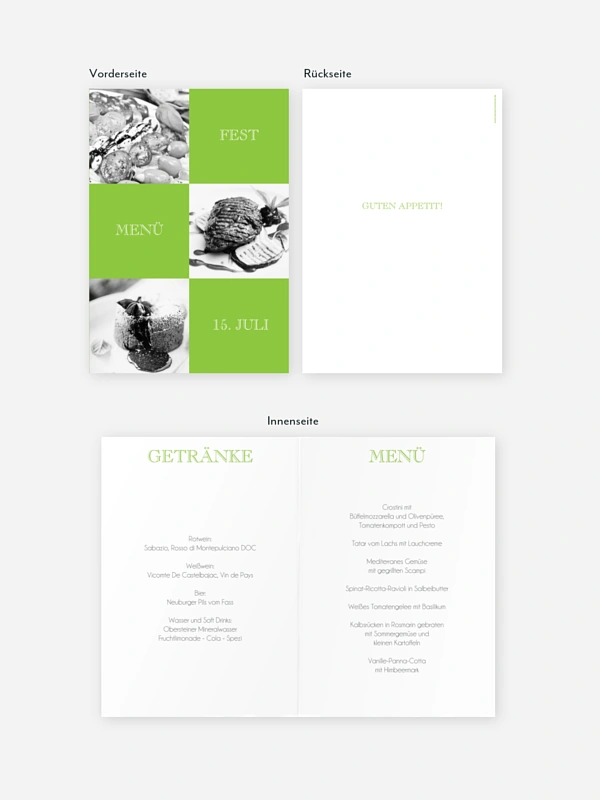 Menükarte Geburtstag Bildergeschichte