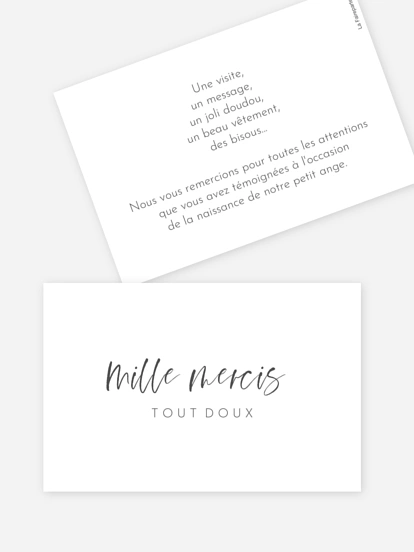 Carte remerciement naissance Mille mercis