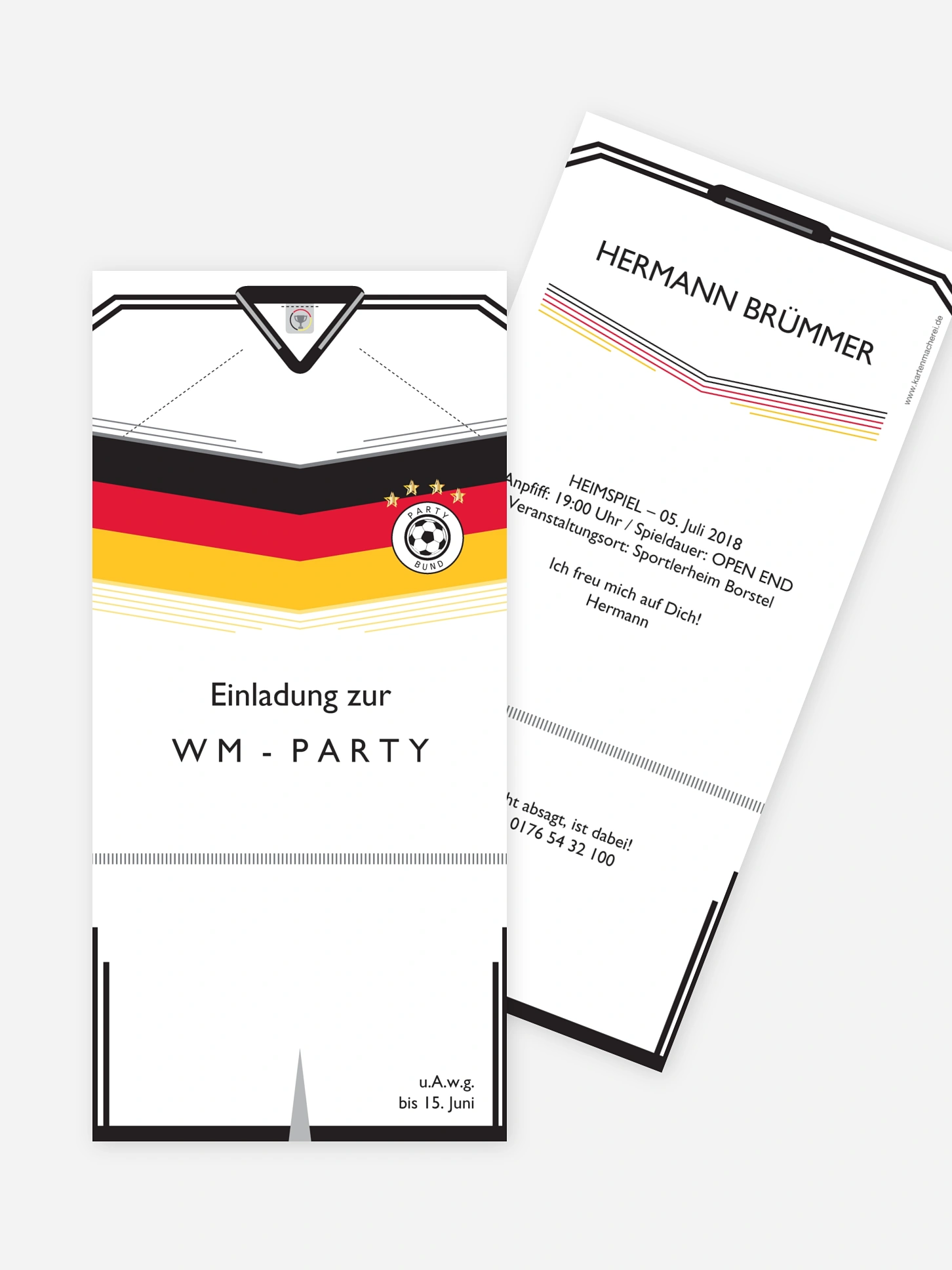 Partyeinladung Trikot