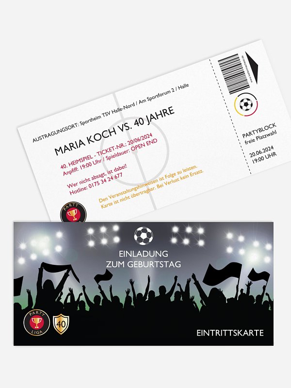 Einladungskarten zum Geburtstag als Fussball Ticket Eintrittskarte Einladung