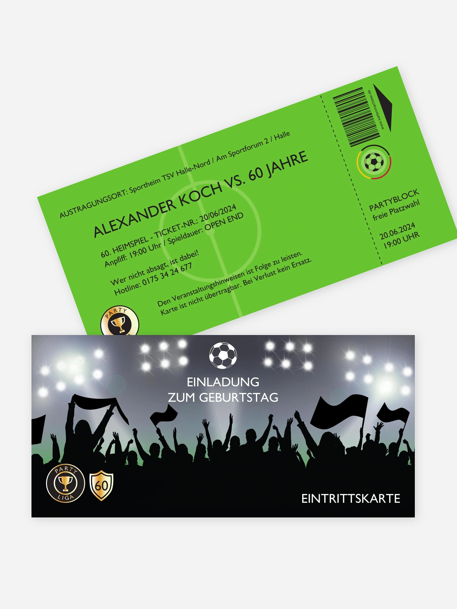 Einladung 60. Geburtstag Fußballticket