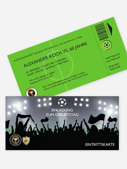 Einladung 60. Geburtstag Fußballticket