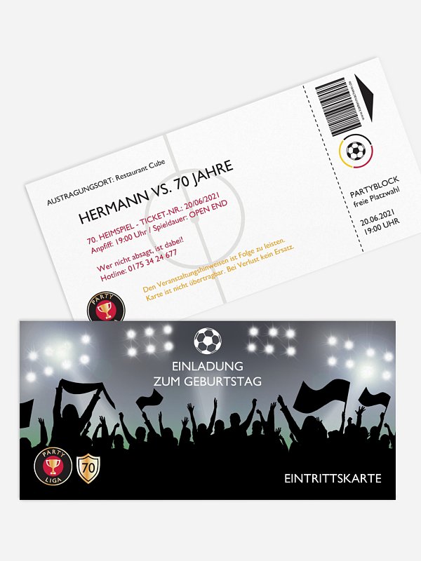 Einladung 70. Geburtstag Fußballticket