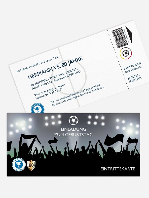 Einladung 80. Geburtstag Fußballticket