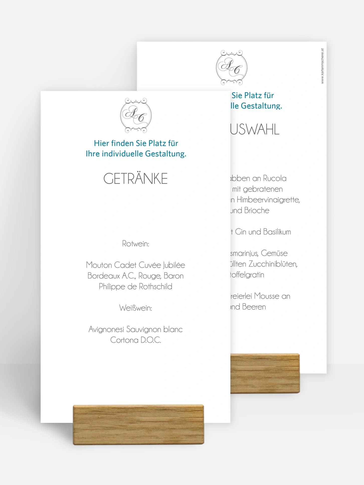 Menükarte Hochzeit Gestaltungsfreiheit