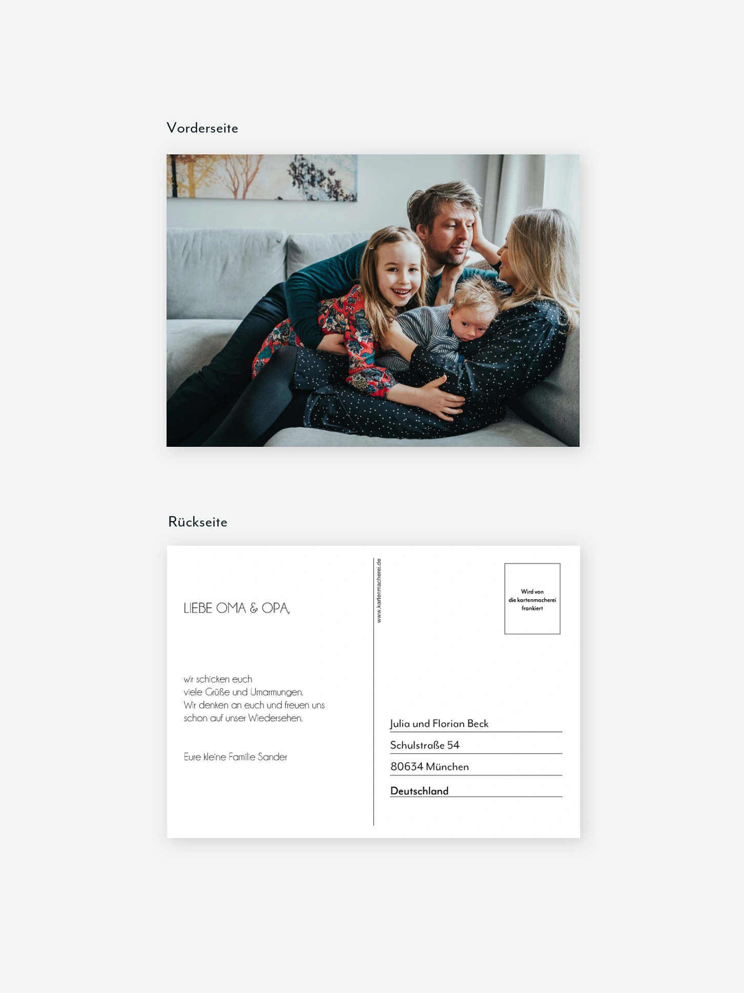 Postkarte Direktversand Gestaltungsfreiheit